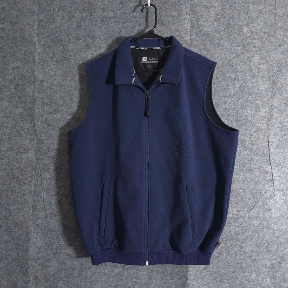 J.S.A. Bank Leadbetter Golf Vest Mens XL Full Zip Fleece Sleeveless Jacket Navy